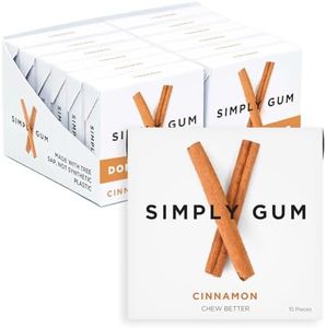 SIMPLY Gum Cinnamon, Plastic-Free Natural Chewing Gum, 12 Pack (180 Pieces) | Vegan, Kosher, Non GMO, Aspartame Free and Sorbitol Free