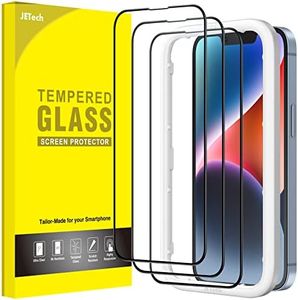JETech Full Coverage Screen Protector for iPhone 16e 2025, iPhone 14 6.1-Inch, Black Edge Tempered Glass Film with Easy Installation Tool, Case-Friendly, HD Clear, 3-Pack