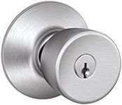 SCHLAGE F51A BEL 626 Bell Knob Keyed Entry Lock, Satin Chrome