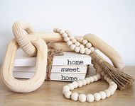 Modern 5th Boho Home Decor Set – 58" Bead Garland – 5 Link Wood Chain – Set of 3 Faux Books – Home Sweet Home – Bless Our Home – for Living Room – Bookshelf