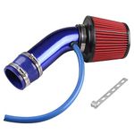 Sporacingrts Cold Air Intake Pipe, 76mm 3 Inch Universal Performance Car Cold Air Intake Turbo Filter Aluminum Automotive Air Filter Induction Flow Hose Pipe Kit (Blue)