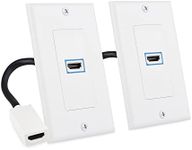 Cable Matters 2-Pack 1-Port 8K HDMI Wall Plate in White with 8K 60Hz and 4K 120Hz (HDMI Outlet, HDMI Wall Outlet, HDMI Box Supporting VRR, ALLM and HDR)