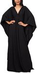 YouKD Women's Solid Color Long Kaftan Maxi Dress Pluse Size Homewear Bikini Beach Cover Up Robes