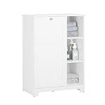 SoBuy BZR105-W, Laundry Cabinet Laundry Chest Bathroom Storage Cabinet with Laundry Basket and 3 Storage Compartments