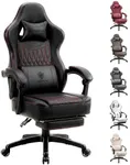 Dowinx Gaming Chair Breathable PU Leather Gamer Chair with Pocket Spring Cushion, Ergonomic Computer Chair with Massage Lumbar Support,Adjustable Swivel Task Chair with Footrest(Black)