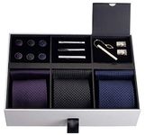 Premium Men?s Gift Tie Set Luxury Silky Necktie Set Pocket Squares Tie Clips Cufflinks Deluxe Box Unique Neckties Business Gift For Him Valentine's Birthday Anniversary Ties Gift Idea For Men