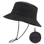 MK MATT KEELY Sun Hat for Men Women Summer UPF 50+ Boonie Hat Foldable Outdoor Waterproof Bucket Hat with Wide Brim Black