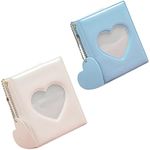 2 Pcs 3 Inch Mini Photo Album,Heart Hollow Card Binder Photo Album Photo Card Holder for Cards Album Mini Collect(Blue,White Heart)