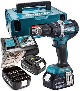 Makita DHP484TJX9 18V Li-ion LXT Brushless 50th Anniversary Combi Drill Complete with 2 x 5.0 Ah Batteries, Charger and Screw Bit Set Supplied in a Makpac Case