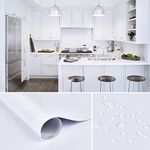 Skin Poster - Kitchen Wall Sticker Self Adhesive Vinyl PVC Film Wall Paper for Walls Door Wardrobe Almirah DIY Renovation Projects Vinyl - 16 x 72 Inch, White Matte