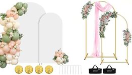 6FT＆7.2FT Wedding Arch Backdrop Stand and Cover Set, Heavy-Duty Balloon Arch Stand with White Cover ＆ Water Weight Bags for Birthday, Baby Shower, Bridal Party Decor