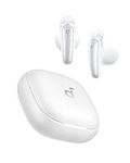 soundcore Liberty Buds by Anker, Half-in-Ear Design, Removable Ear Fins, Real-Time Adaptive Noise Cancelling, Fast Charging, Wireless Bluetooth Earbuds, Translation Earbuds, 30H of Playtime (White)