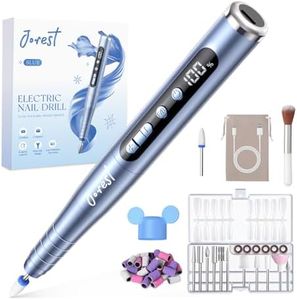 JOREST Cordless Electric Nail File with 6 Speeds, LED Display, 35,000 RPM, Rechargeable Nail Drill for Beginners, Suitable for Acrylic Gel Nails, Comes with Drill Bits and Abrasive Bands, Aqua Blue