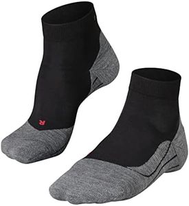 FALKE Men's RU4 Endurance Short Running Socks, Quarter, Medium Cushion, Breathable Quick Dry, Organic Cotton, Black (Black-Mix 3010), 9-10, 1 Pair