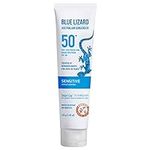 BLUE LIZARD Sensitive Mineral Sunscreen with Zinc Oxide 50+ Water Resistant UVAUVB Protection with Smart Cap Technology Fragrance Free, Sensitve, SPF 50 - - Tube, Unscented, 5 Fl Oz