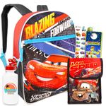 Disney Cars Backpack and Lunch Box School Set for Boys Kids ~ Deluxe 16 Inch Disney Cars School Bag with Insulated Lunch Box, Water Bottle, Stickers, More (Disney Cars School Supplies), Black, Disney