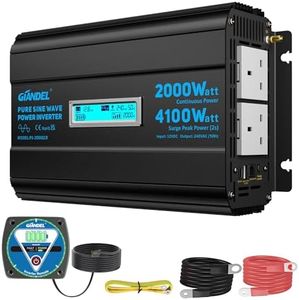 GIANDEL 2000W Pure Sine Wave Power Inverter DC 12V to AC 240V 4000W Surge Peak Power for 2 Seconds with LCD Display Type-C PD30W Voltage Adjustable for RVs Off-Grid Solar RV Truck Vehicle