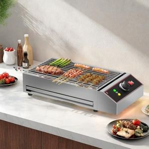 Garvee 1800W Smokeless Electric Grill, Indoor Outdoor Portable Griddle, Commercial Countertop BBQ Grill with Stainless Steel Grill Grate, Adjustable Temperature 122°F-572°F, for Home Camping Picnic