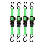 SmartStraps 468 Green 6' 1,500 lbs Capacity Retractable Ratchet Tie Down, (Pack of 4)