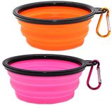 2 Pack Collapsible Dog Bowl, Collapsible Dog Water Bowls for Cats Dogs, Portable Pet Feeding Watering Dish，Portable Dog Water Food Bowl with Carabiner, Pet Feeding Cup Dish for Traveling, Walking, Parking (Small, pink,Orange)