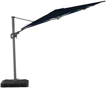 Midtown Umbrellas 10x10 Ft Outdoor Cantilever Patio Umbrella w/Sunbrella Canvas Natural Fabric - Tilt 360° Rotate Offset, Deck Patio, Backyard & Garden - Silver Frame