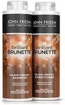 John Frieda Brilliant Brunette Colour Vibrancy Shampoo and Conditioner Duo Pack 2 x 500 ml, Shampoo and Conditioner Bundle for Brunette Hair