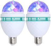 YOOLYER 2 Pack Color Rotating Bulb E26 Party LED Bulbs,Multi Crystal Stage Lights for Disco,Color Changing Strobe RGB Bulb,Suitable for Indoor and Outdoor Birthday Parties,Clubs,Bars,Photography