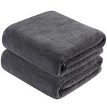 KinHwa Microfiber Bath Towels Large Bathroom Towel Super Absorbent Shower Towel Extra Soft Towels for Bathroom, Sports, Travel, Fitness, Yoga, Spa, Pool, Dark Grey 2Pack 30Inch x 60Inch