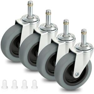 4 Inches Stem Caster Wheels,7/16-Inch Stem Diameter Swivel Rubber Casters,Heavy Duty TPR Replacement Wheels for Rubbermaid Mop Bucket Utility Cart Shop Vac Weber Grills - 4 Pack