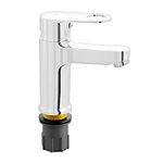 Pixaflo Admix Brass Single Lever Basin Mixer Hot and Cold Faucet with 450 mm Long Braided Hoses, Chrome