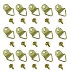 kuou 100 Pcs D Rings Picture Hanging, Small Photo Frame Hooks Hangers, Canvas Hook Wall Bracket Hanger with Screws(Stainless Steel/Golden)