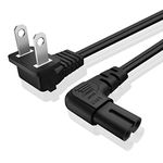 TNP 2 Prong Power Cord NEMA 1-15P to IEC320 C7 Right Angle Power Cable Replacement for PS5 & PS4, Power Cord for Xbox Series S/X, Xbox One S/X, Printers, LG, Samsung, TCL, Apple TV, 6ft, Black