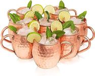 Kitchen Science Moscow Mule Hammered Copper 18 Ounce Drinking Mug, Set of 12