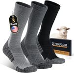 Fiducom Merino Wool Work Socks for Men 3 Pairs Cushioned Boot Socks Moisture-Wicking Breathable Ideal for Long Shifts Heavy Duty Jobs