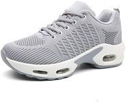 Running Shoes for Women Trainers with Air Cushion Arch Support Memory Foam Sneakers Ladies Lace Up Breathable Walking Shoes Grey UK 6.5