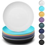 Kyraton Large Deep Plastic Plates 8 Pieces, 9 Inch Dinner Plates, Unbreakable and Reusable Light Weight Dinner Plates Pasta and Dumpling Bowl Microwave Safe