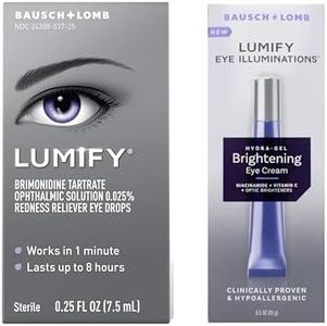 Lumify Redness Reliever Eye Drops 0.25 fl oz and Lumify Brightening Cream 0.5 fl oz, Hypoallergenic Eye Care Bundle