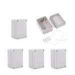 5pcs Waterproof Electrical Junction Box, IP65 Surface-mounted Plastic Power Distribution Enclosure Project Case 3.85 x 2.59 x 1.88"(98x66x48mm)