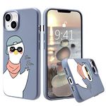 Qiusuo Cute and Cool Duck Phone Case Compatible with iPhone 13, Anti-Scratch Microfiber Lining Full Body Protective and Liquid Silicone Case, 6.1 Inch, Blue