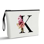 A-Z Personalized Makeup Bag,Birthday Gifts for Women Mom,Gifts for Best Friend,Bride Bridesmaid Cosmetic Bag(K)