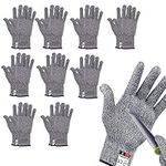 10 Pairs Cut Resistant Gloves - Level 5 Protection Food Grade Kitchen Cuts Gloves for Meat Cutting, Mandolin Slicing (M)