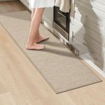 LEKEEPGO Kitchen Rugs Non Slip Washable 43.5x150cm, Absorbent Kitchen Mat, Rubber Backed Kitchen Runner, Carpet Runner Rugs for Hallway, Laundry Room, Beige