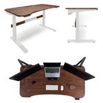 flowlyf Electric Height Adjustable Desk | 3 Stage Dual Motor | 120 KG Wt. Capacity | Solid Acacia Wood top | Sit Stand Desk Range 63 cm-127 cm | Touch Control & 4 Memory pre-Sets | CWW