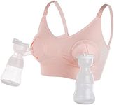 LEAPOVER Women Hands Free Breast Pump Breast Feeding Pump Pumping Bra Maternity Adjustable Nursing Bra (Pink L)…