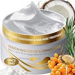Vitamins Hair Mask Conditioner Keratin Treatment - Biotin Castor and Coconut Oil Deep Conditioning for Thin Fine Hair - Anti Frizz Moisturiser for Curly Straight Dry Damaged and Frizzy Hair