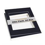 TUKA 20pcs A3 Frame Photo Mounts Picture Frame Mats for Frame Mounts Photo/Picture Mounts, Mounting Boards - Mount Size A4 - Frame Size A4 Size - Black, TKD9100-A3-20x