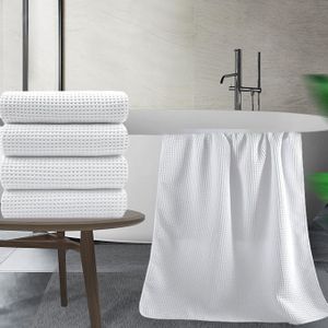 Enchant Home Pure Cotton Waffle Towel | Lightweight | Anti Microbial & Water Absorbent | Soft Touch Quick Drying Bath Towels (White, Pack of 1)