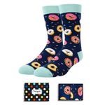 Men's Novelty Funny Food Crew Socks, Crazy Colorful Donuts Candies Pattern