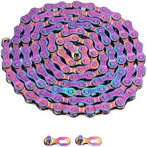 6 7 8 Speed Bike Chain Rainbow Chain, 1/2 X 11/128 Inch 116 Links Lightweight Chain, Mountain Bike Road Chain for Road Bike MTB with 2 Chain Connector