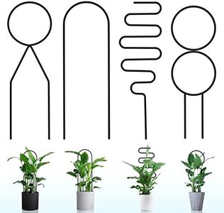 4 enrejados de plantas para plantas trepadoras en interiores, soportes de plantas para macetas, estacas de soporte de plantas, enrejado de metal para jardín en macetas, pepinos, clemátides (negro)